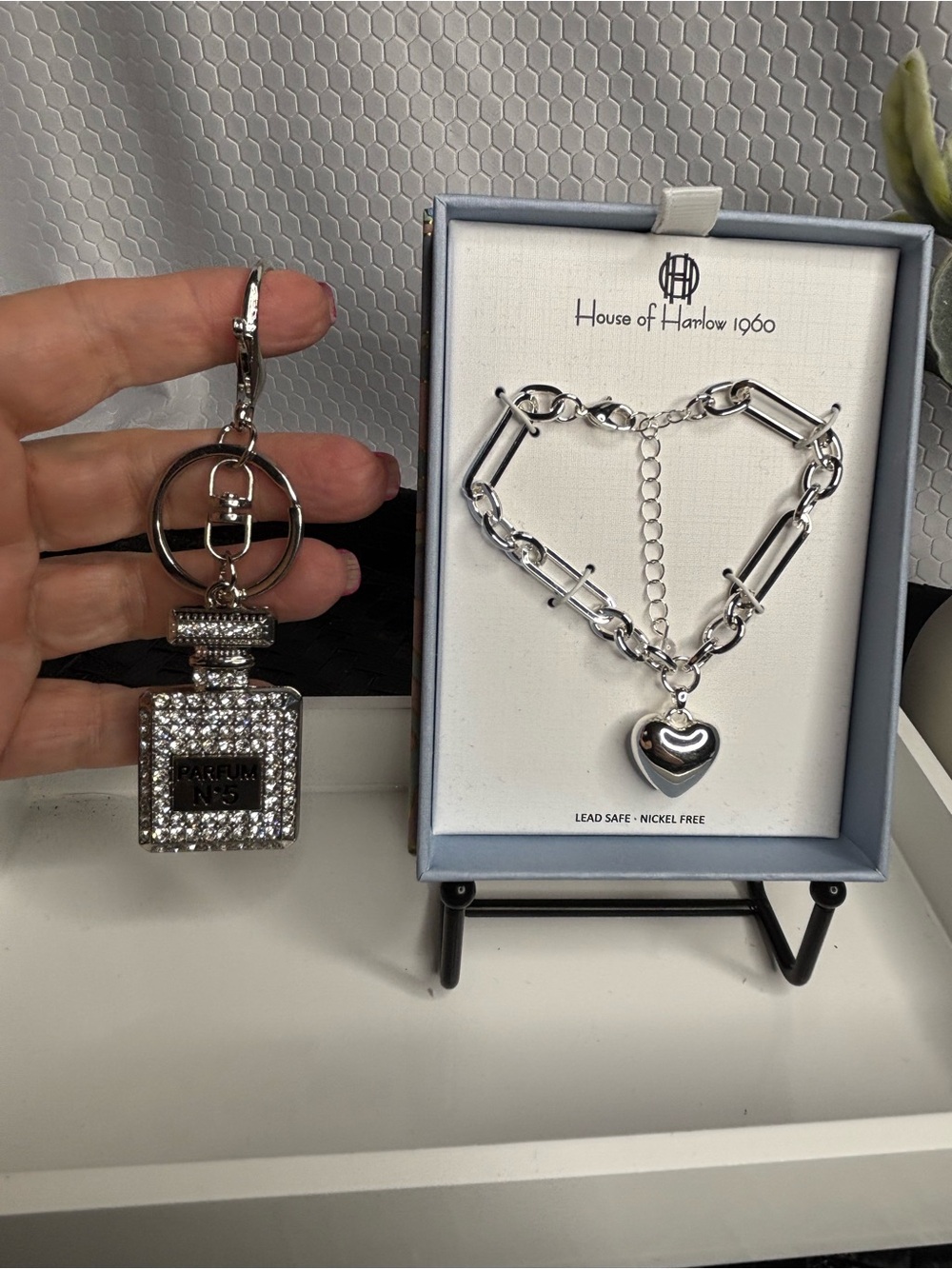 House of Harlow Heart Bracelet and Matching Fashion Bag Charm NWT
